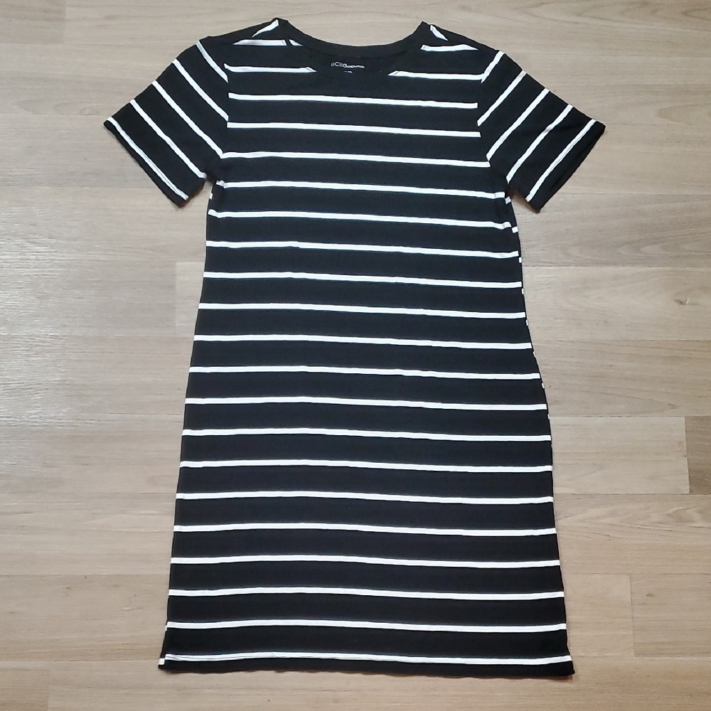 BCBGeneration Black and White Striped Mini Dress